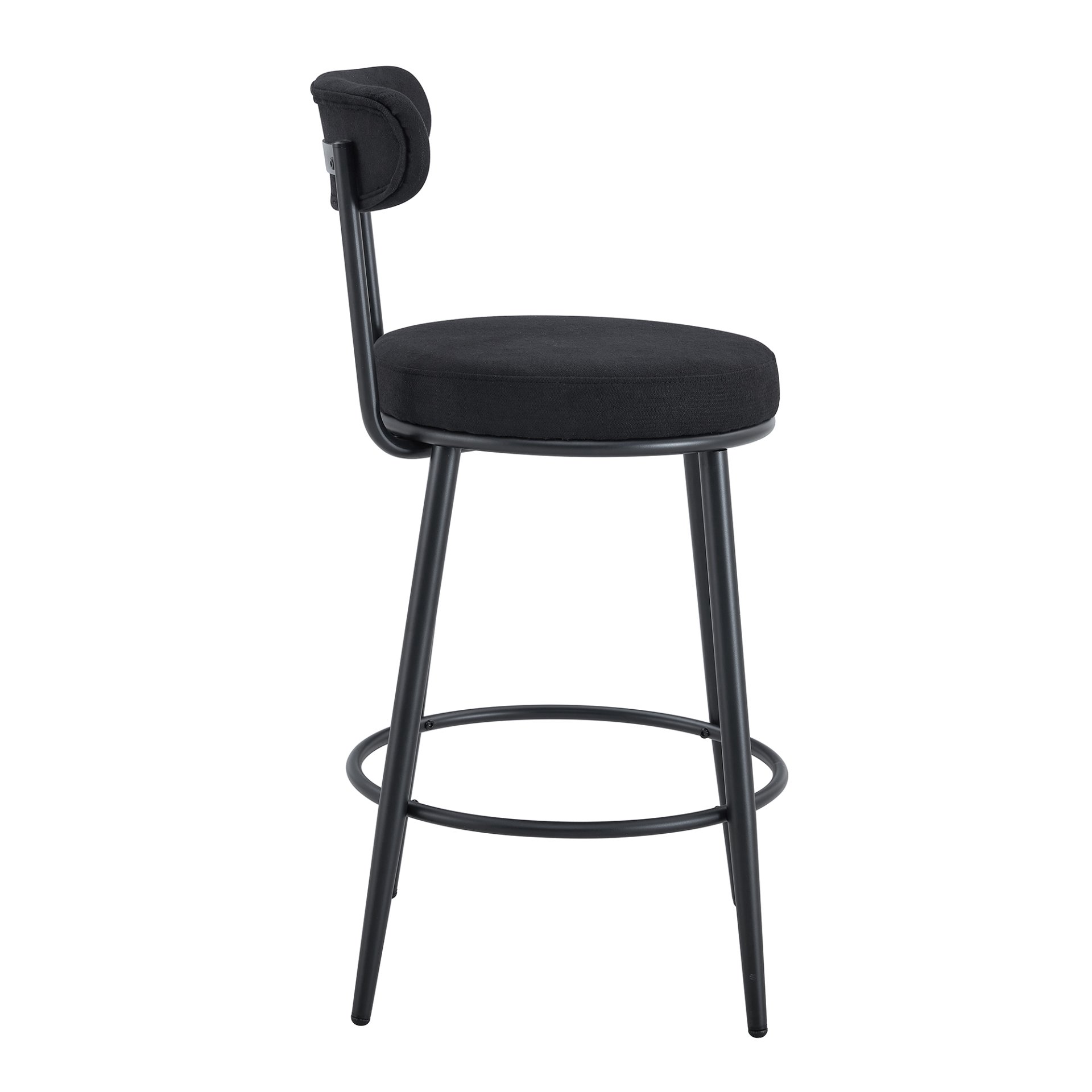 Stylish Ergonomic Bar Chairs Set With Breathable Cushions And Metal Legs, (Set of 2) - Black - Image 19