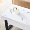 Minimalist Marble Patterned Coffee Table With Black Metal Legs - White / Black - Image 14