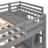 Full Over Twin & Twin Classic Triple Bunk Bed With Drawers And Guardrails - Gray - Image 4