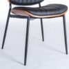 Dining Chairs Mid-Century Modern Retro Faux Leather Chair With Walnut Bentwood Back Upholstered Seat Metal Legs Adjustable Foot For Kitchen Dining Room Chairs (Set of 2) - Black - Image 13