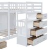 Full Over Twin Bunk Bed With Wardrobe, Drawers - White - Image 10