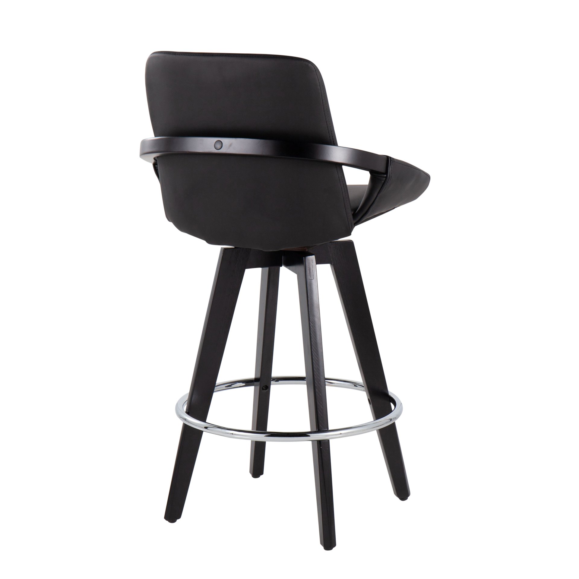 Cosmo - Contemporary Fixed Height Counter Stool With Swivel And Round Footrest (Set of 2) - Black - Image 4
