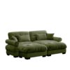 Modern Over Size Velvet 2 Seater Sofa With Ottoman Round Bolster Armrests Waist & Throw Pillows - Olive Green - Image 11