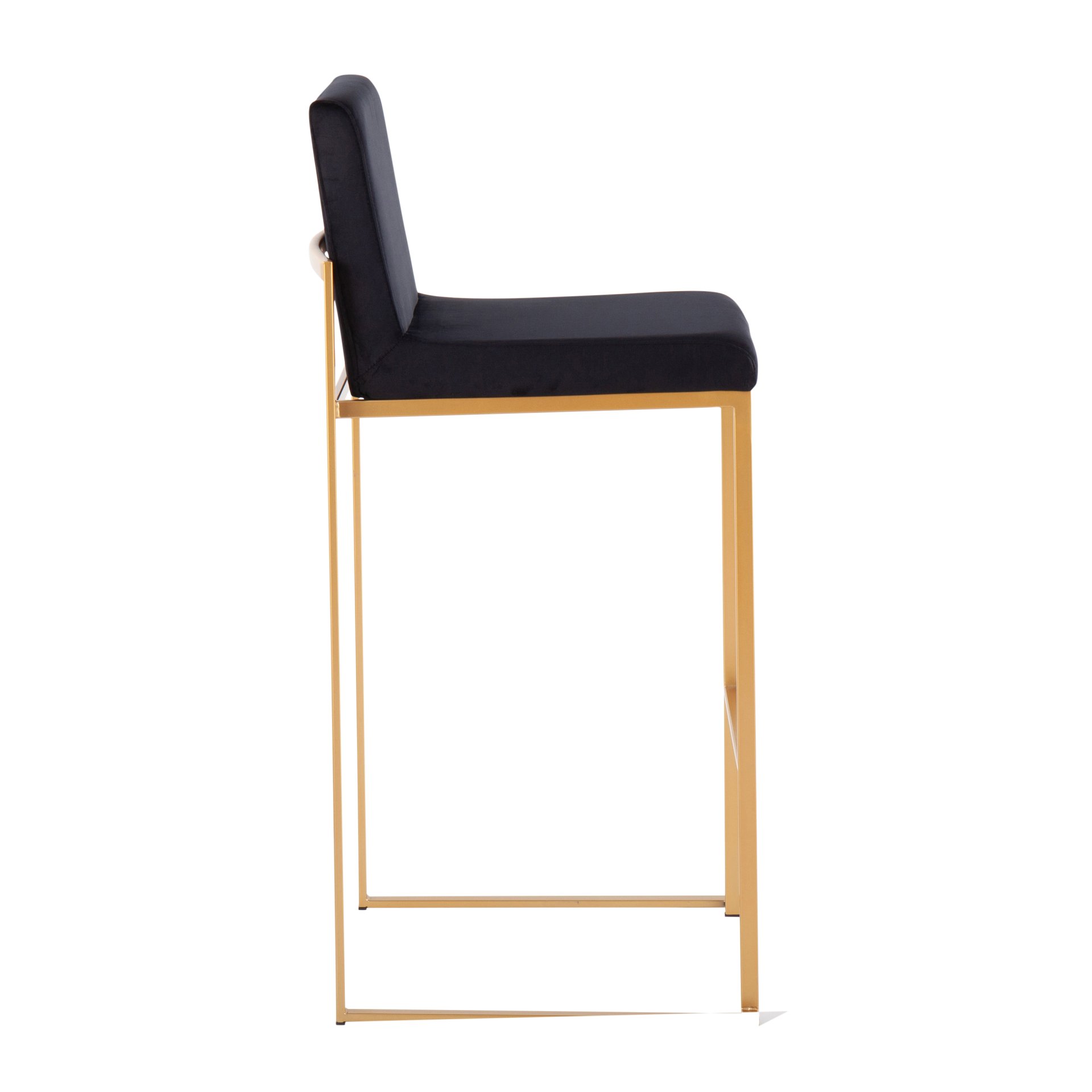 Fuji - Contemporary High Back Barstool (Set of 2) - Gold / Black - Image 3