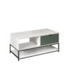 Watson - Wood Coffee Table Steel Frame With Shelves And Drawer - White And Green - Image 6