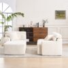 Ly 029B Convertible Chaise Sectional Sofa Full Compression Sponge Modular Couch Cloud 3 Seater Wood Grain Chenille 2 Pillows - Antique White - Image 9