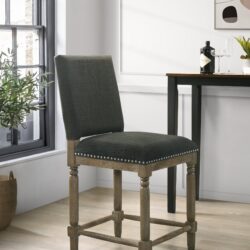 Everton - Fabric Counter Height Chair With Nailhead Trim - Gray