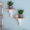 Distressed And Wooden Wall Shelf With Corbel Design - Brown / Antique White - Image 9