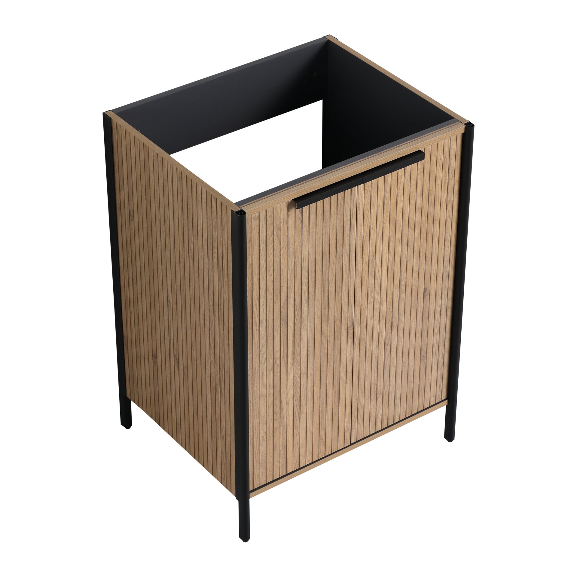 Modern Style Freestanding Bathroom Vanity With Adjustable Shelves, Excluding Sink - Light Coffee - Image 2