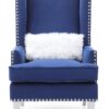 Elegant Lounge Chair With Square Arms - Blue - Image 3