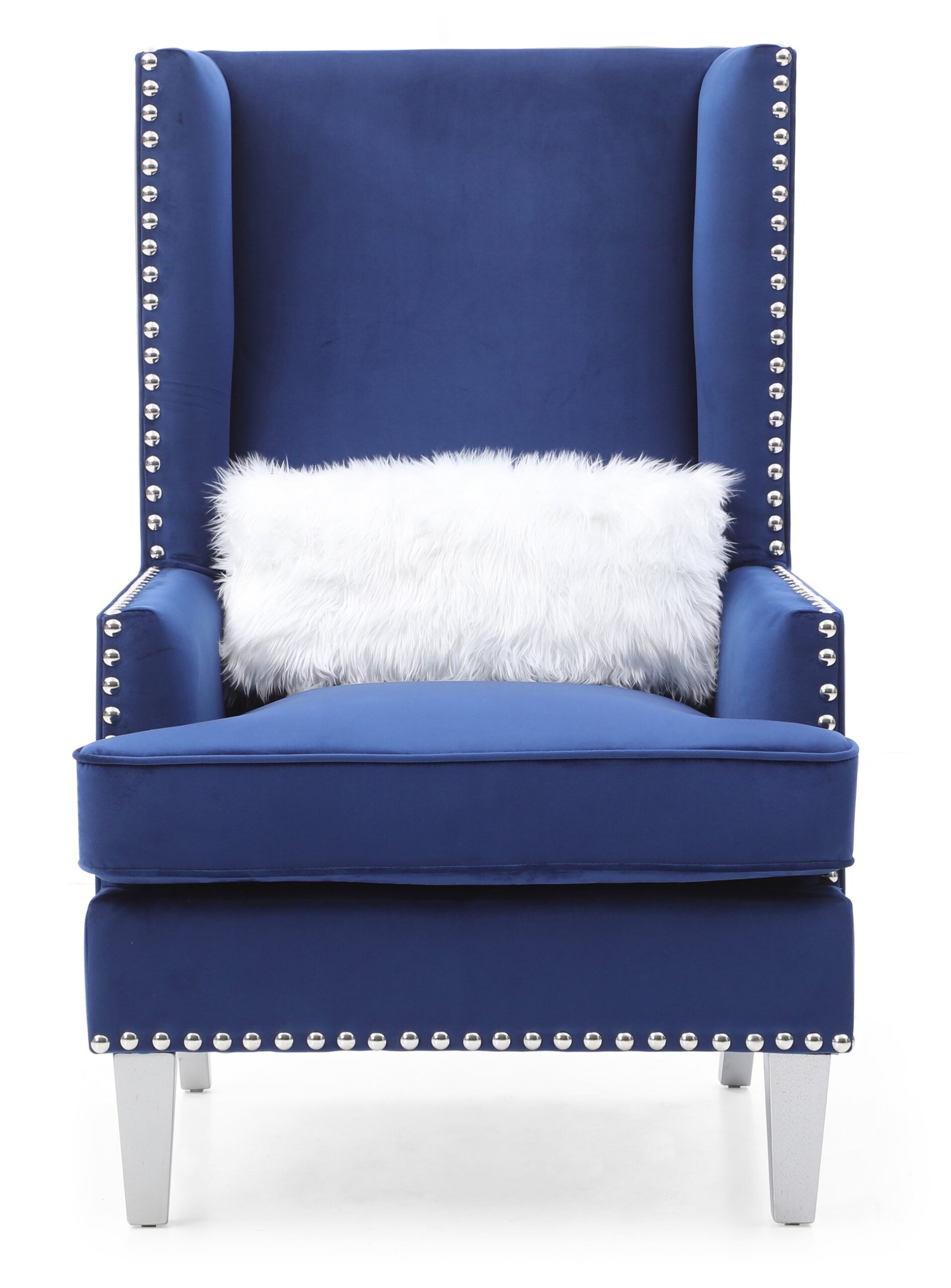 Elegant Lounge Chair With Square Arms - Blue - Image 3