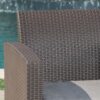 Outdoor Brown Rattan Club Chair With Water Resistant Cushions - Brown / Beige - Image 7