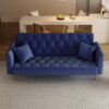 Convertible Double Folding Living Room Sofa Bed - Blue - Image 2
