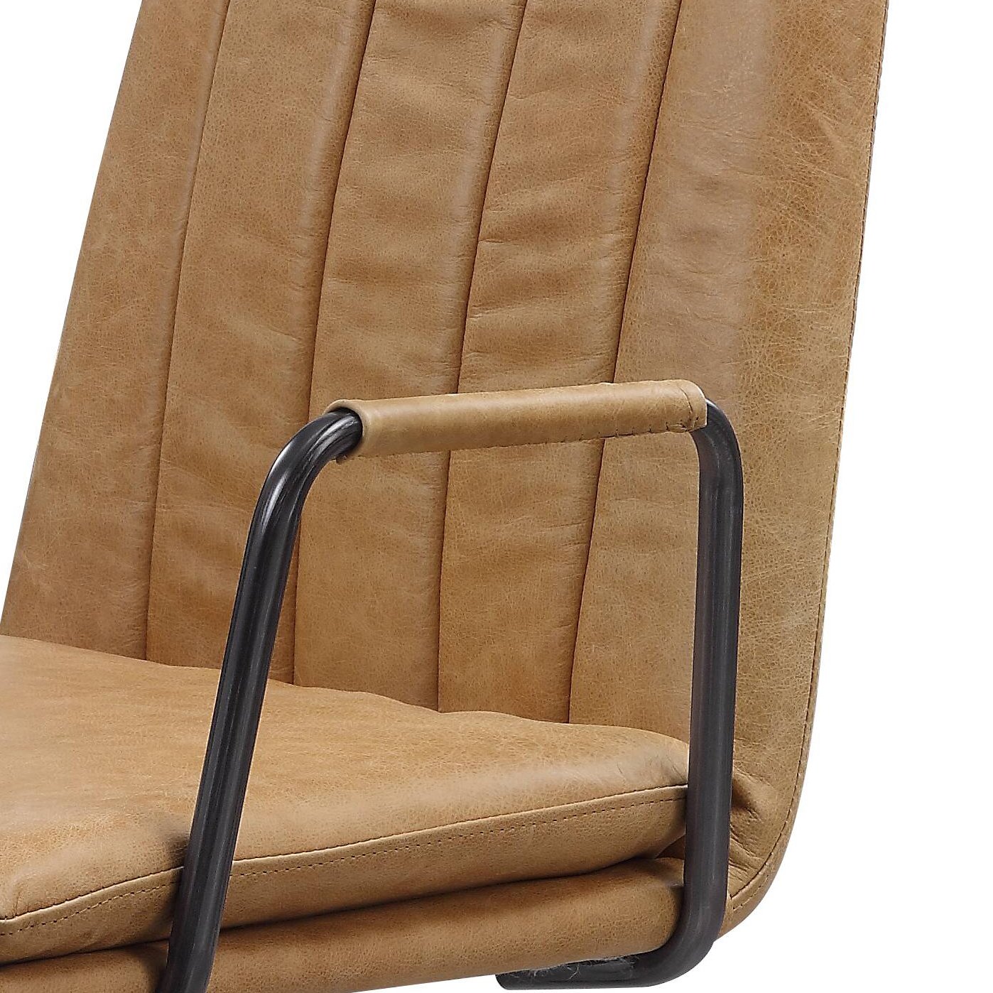 Eclarn - Top Grain Leather Office Chair - Brown - Image 6