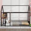 Full Size Bed House Frame With Desk, Shelves, Power Outlets And USB Ports - Black - Image 15