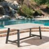Rustic Outdoor Sandblast Acacia Wood Dining Table - Light Gray / Black - Image 5