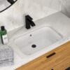 Undermount Bathroom Sink 22" X 15.25" With Overflow Sleek, High Temperature Fired, Stain Resistant, Smooth Polished Surface - White - Image 5