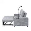 Modern Loveseat Pull Out Sofa Bed With Adjustable Backrest, Two Cup Holders, A Phone Holder, Three Charging Ports And Side Storage Pockets For Living Room - Gray - Image 22