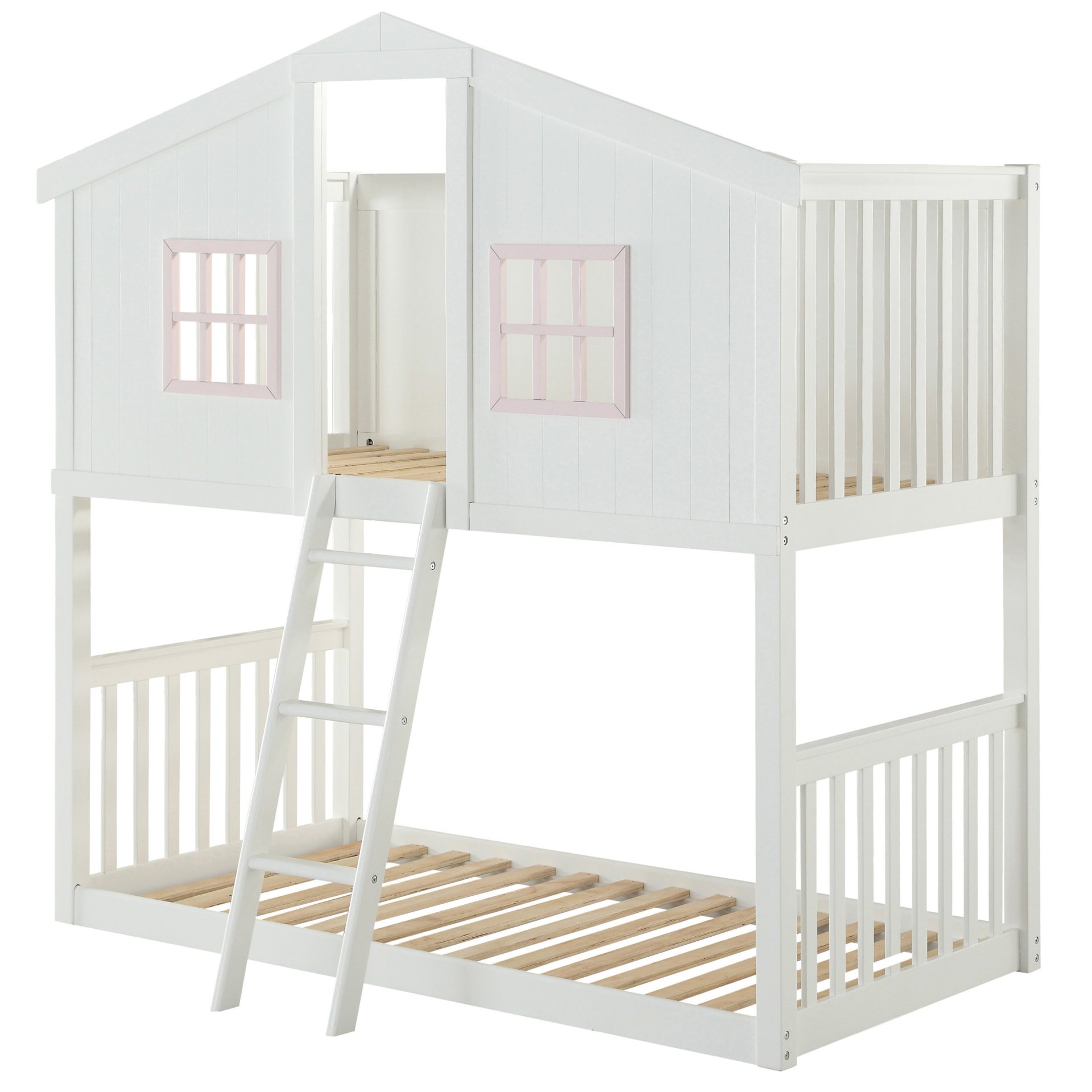 Rohan - Twin / Twin Bunk Bed - Pink / White - Image 3