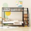 Full Over Full Bunk Bed With Lateral Storage Ladder And Wardrobe - Black - Image 13