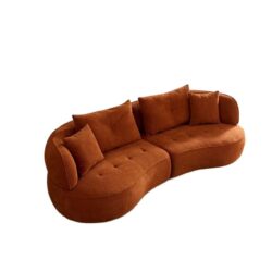 Modern Modular Sofa With Durable Fabric And Solid Wood Frame For 4 People - Orange