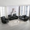 Home Theater Recliner Set Manual Recliner Chair With Wide Armrest, Two Built-In Cup Holders For Living Room - Black - Image 12