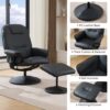 Massage Recliner Chair With Ottoman 360° Swivel Reclining Chair With Wrapped Base 5 Point Vibration Massage Seat Heating And 140° Adjustable Backrest - Black - Image 8