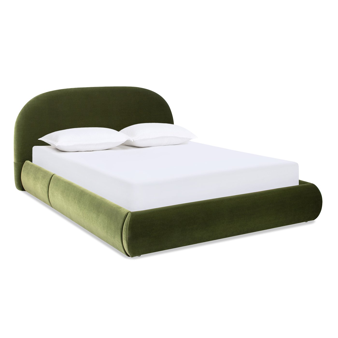 Archie - Queen Puffy Grounded Upholstered Platform Bed - Olive Green - Image 7