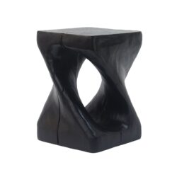 Mgo Twist Shape Side Table With Wood - Like Texture - Black