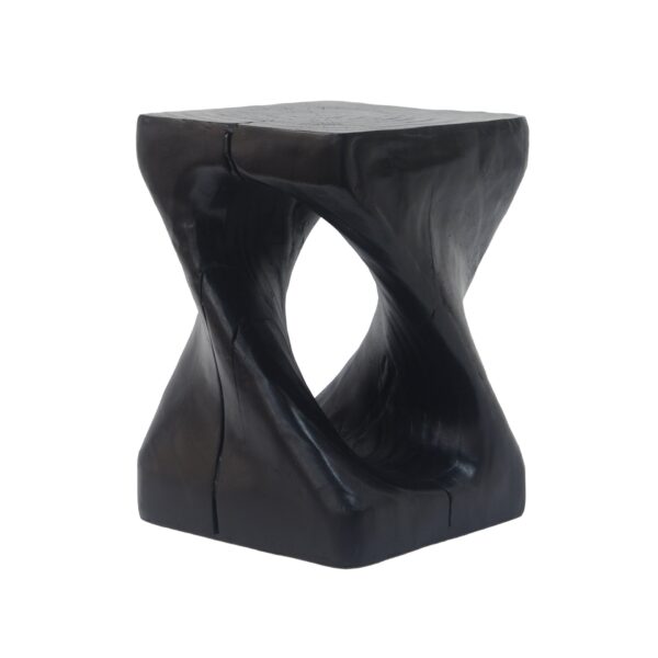Mgo Twist Shape Side Table With Wood - Like Texture - Black