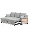 Pull Out Sleeper Sofa L-Shaped Couch Convertible Sofa Bed With Storage Chaise, Storage Racks And USB Ports - Light Gray - Image 20