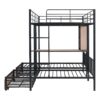 Full Over Twin & Twin Triple Bunk Bed With Drawers, Multi-Functional Frame With Desks And Shelves In The Middle - Black - Image 5
