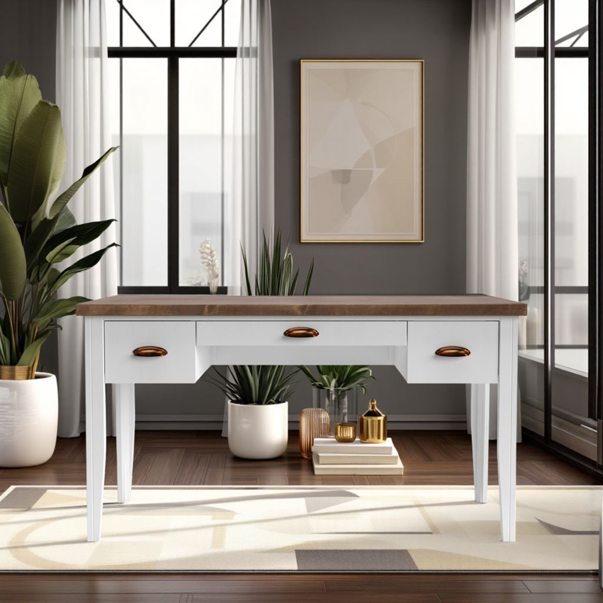 Hampton - Writing Desk - Jasmine Whitewash / Barnwood - Image 2