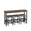 Modern Design Long Dining Table Set With 3 Stools - Dark Brown - Image 7