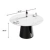 53.15" Modern Artificial Stone Round Carbon Steel Base Dining Table, Can Accommodate 6 People - White / Black - Image 10
