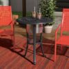 Outdoor Patio Aluminum Round Bistro Table/Side Table With Ice Bucket - Gunmetal - Image 2