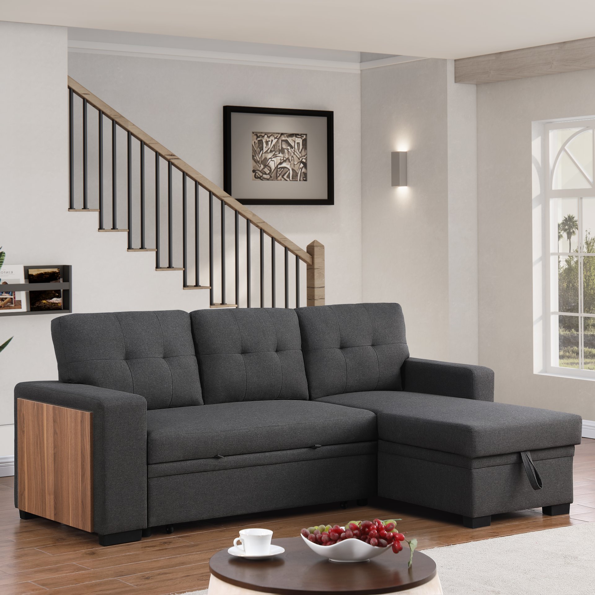 3 Piece Upholstered Sectional - Dark Gray - Image 12