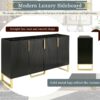 Modern Sideboard With Four Doors, Metal Handles & Legs And Adjustable Shelves Kitchen Cabinet - Black - Image 8