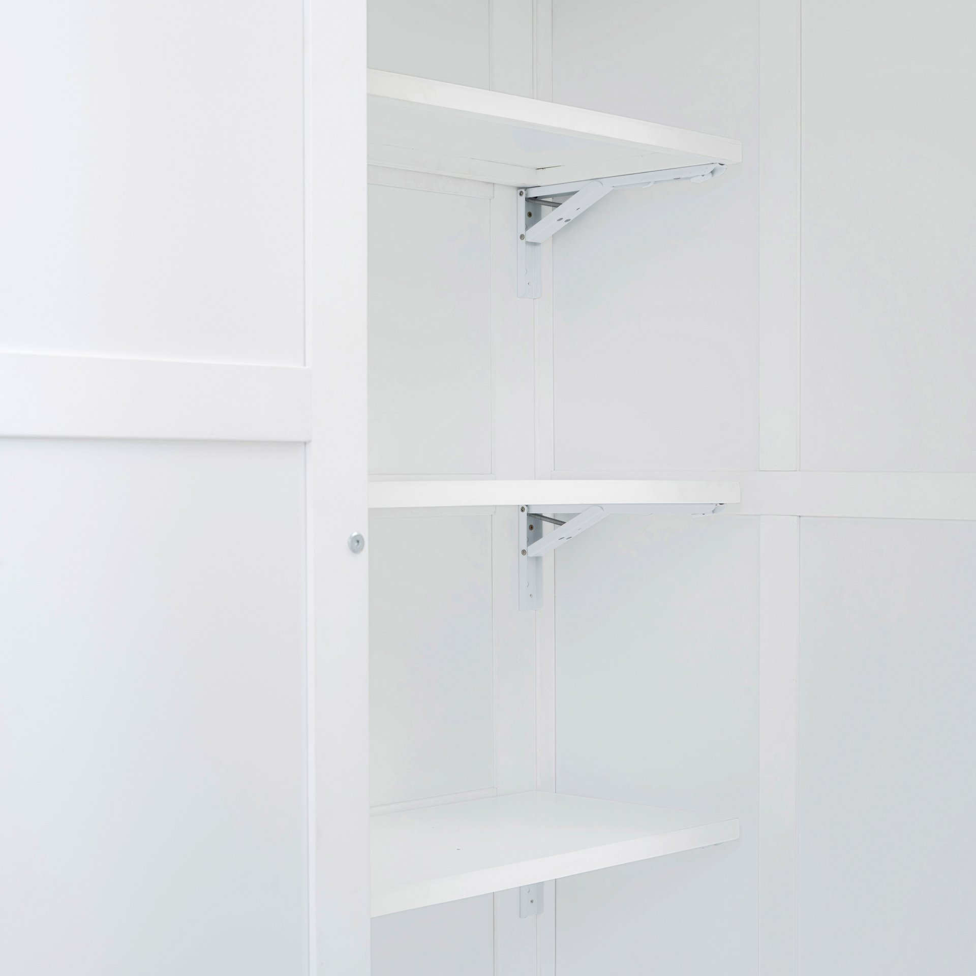 Full Size Loft Bed With Wardrobe, Desk And Shelves - White - Image 12