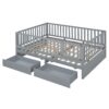 Full Size Daybed With Fence Guardrails And 2 Drawers - Gray - Image 17