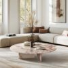 Coffee Table, Polished Surface, Genuine Stone, Designer Living Room Table - Pink - Image 2