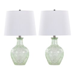 Gloria - Round Contemporary Lamp (Set of 2) - Clear Recycled Spanish / Chrome / White