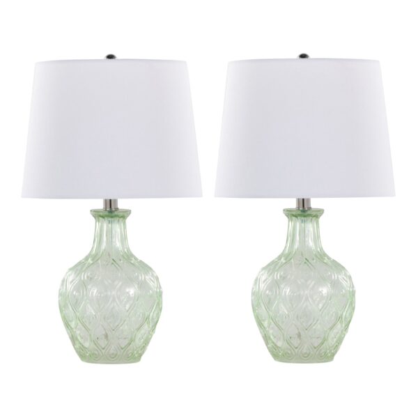 Gloria - Round Contemporary Lamp (Set of 2) - Clear Recycled Spanish / Chrome / White