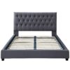 Donald - Mid-Century Modern Velvet Platform Bed King - Gray - Image 15