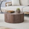 Simple Deep Cylindrical Coffee Table, Industrial / Minimalist Style - Dark Walnut - Image 5