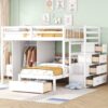 Full Over Twin Bunk Bed With Wardrobe, Drawers - White - Image 12
