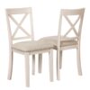 Modern Dining Table Set For 4, Round Table And 4 Kitchen Room Chairs, 5 Piece Kitchen Table Set For Dining Room, Dinette, Breakfast Nook - Antique White - Image 20
