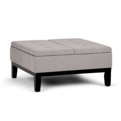 Dover - Square Coffee Table Storage Ottoman - Cloud Gray