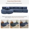 Upholstered Sofa Free Combined Sofa Couch With 2 Chaise Lounge And 5 Back Pillows For Living Room - Blue - Image 9
