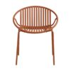 Contemporary Patio Dining Chairs (Set of 2) Stackable Outdoor Chairs With Breathable Plastic Backrest, Metal Legs - Orange - Image 8